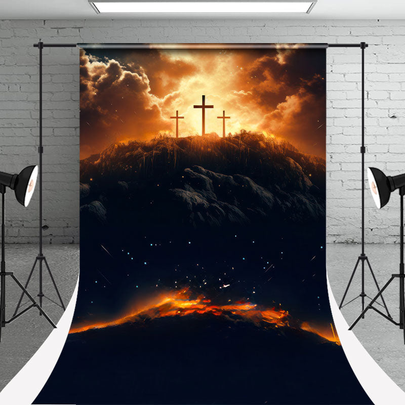 Aperturee - Dark Clouds Sky Mountains Cross Easter Backdrop