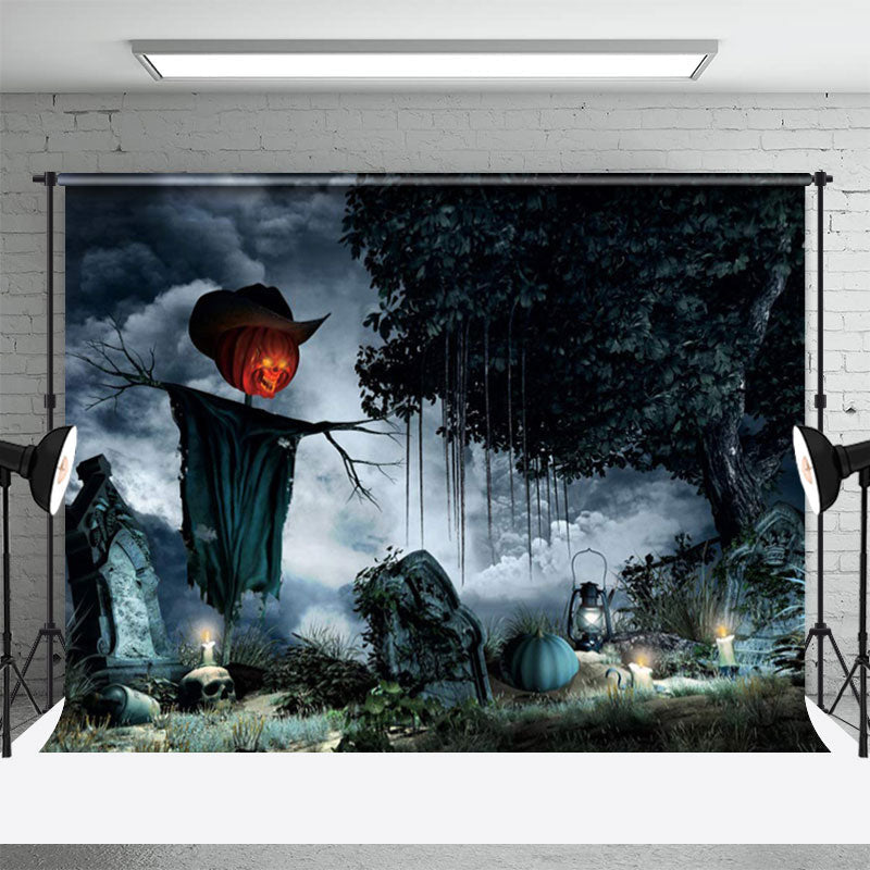 Aperturee - Dark Forest Gloomy Grove Scarecrow Halloween Backdrop