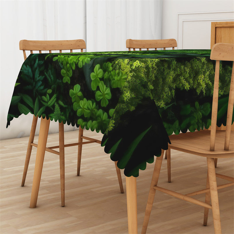 Aperturee - Dark Green Dense Leaves Spring Rectangle Tablecloth