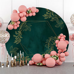 Aperturee Dark Green Golden Leaves Round Backdrop For Party