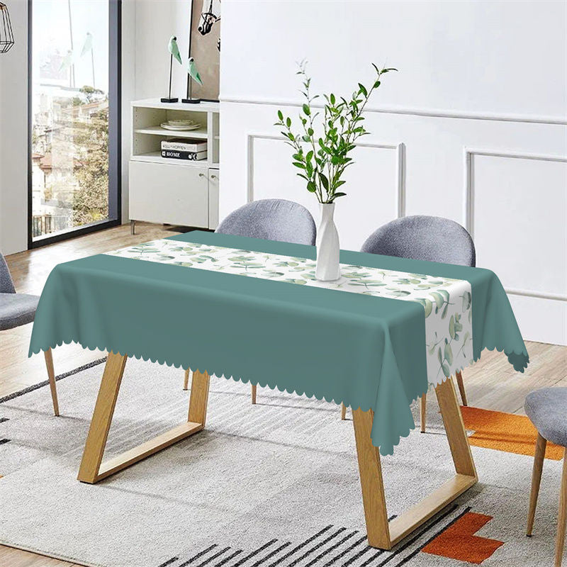 Aperturee - Dark Green Plant Leaves Spring Rectangle Tablecloth