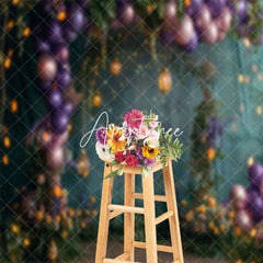 Aperturee - Dark Green Purple Balloons Plant Wedding Backdrop