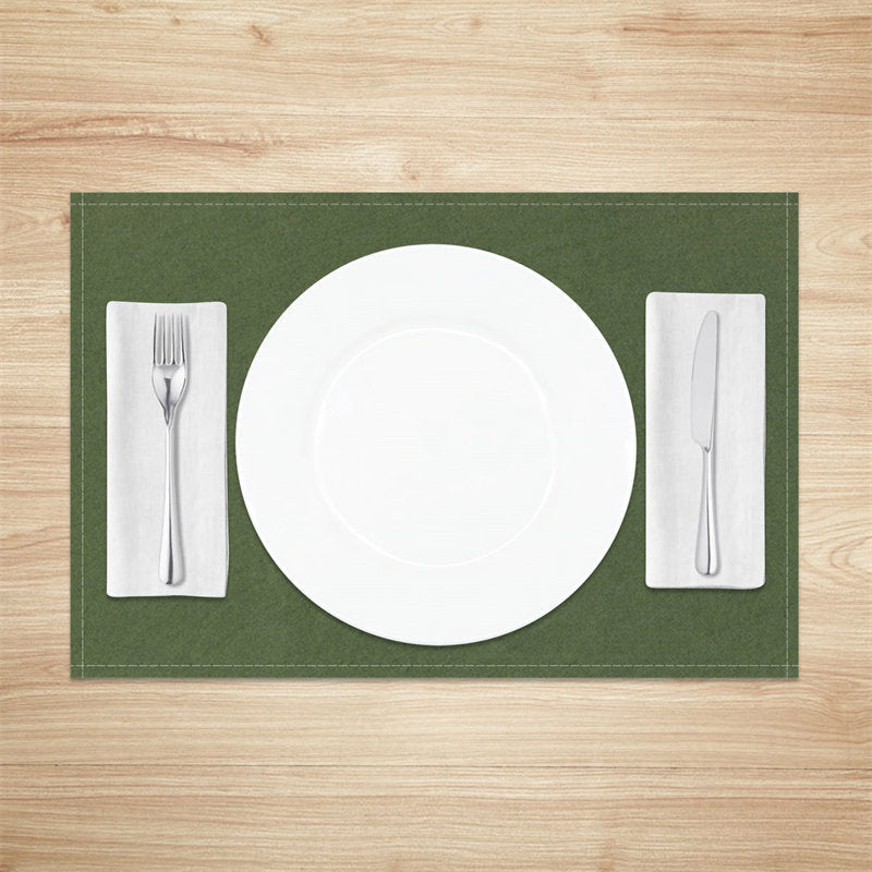 Aperturee - Dark Green Solid Colour Dinner Set Of 4 Placemats