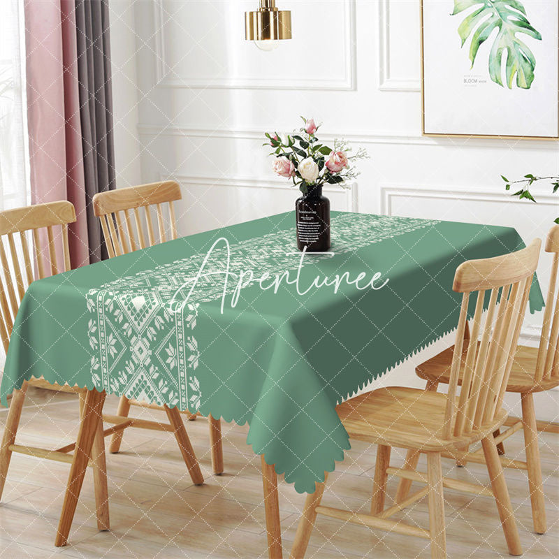 Aperturee - Dark Green Traditional Pattern Dining Tablecloth