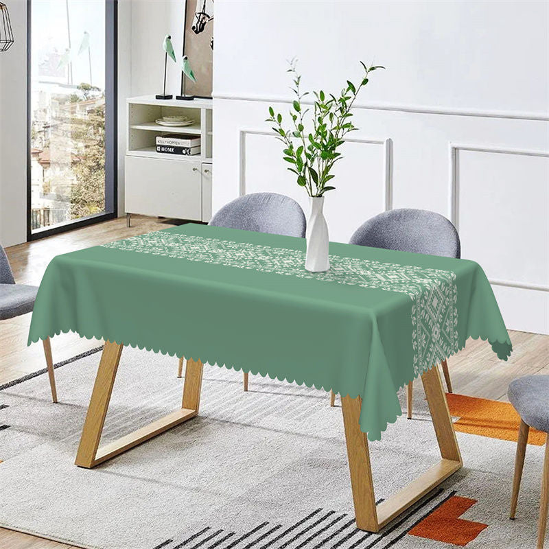 Aperturee - Dark Green Traditional Pattern Dining Tablecloth