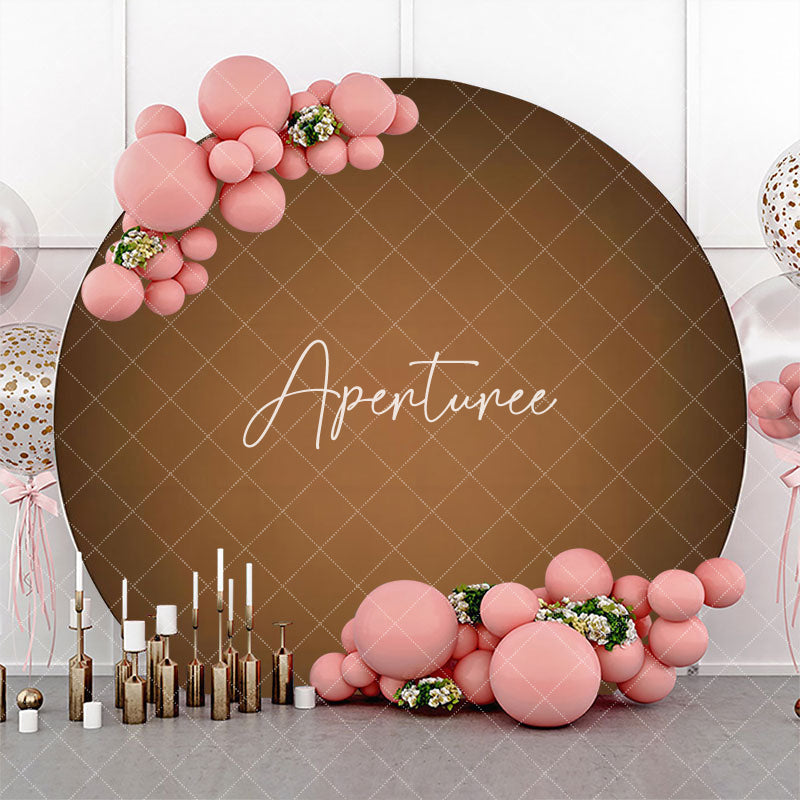 Aperturee - Dark Light Brown Gradient Round Birthday Backdrop