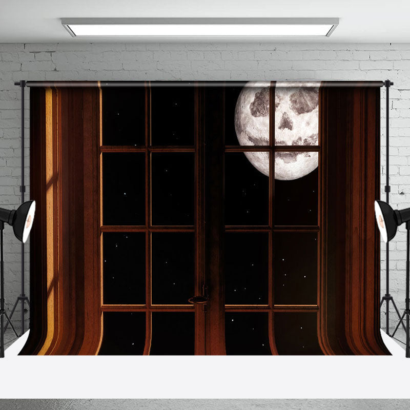 Aperturee - Dark Moon Night Retro Window Photo Booth Backdrop