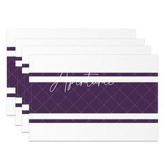 Aperturee - Dark Purple Elegant Decoration Set Of 4 Placemats