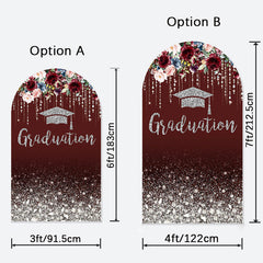 Aperturee - Dark Red Floral Diamonds Graduation Arch Backdrop