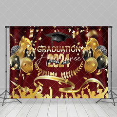 Aperturee - Dark Red Gold Balloon Class 2024 Graduation Backdrop