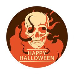 Aperturee - Dark Red Skull Round Happy Halloween Backdrop