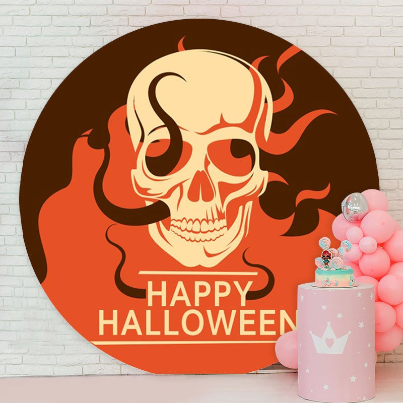 Aperturee - Dark Red Skull Round Happy Halloween Backdrop