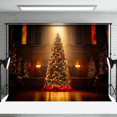 Aperturee - Dark Room Xmas Trees Light Christmas Photo Backdrop