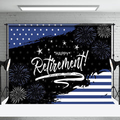 Aperturee - Dark Vibe USA Flag Happy Retirement Celebration Backdrop