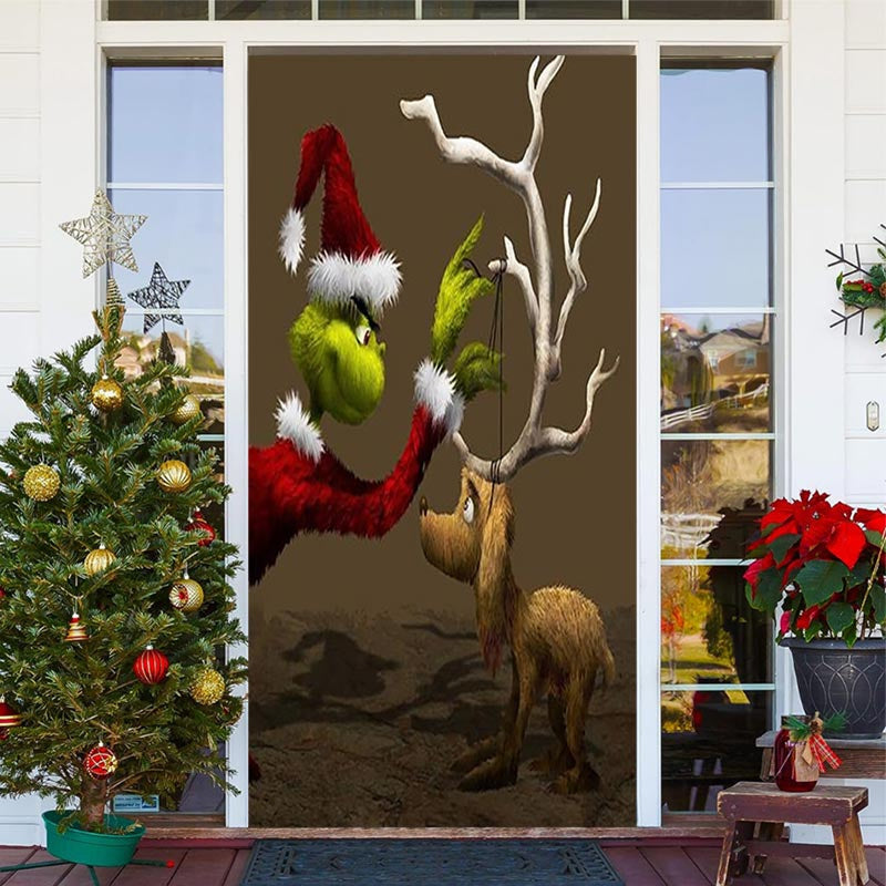 Aperturee - Deep Color Monster Dog Door Cover For Christmas