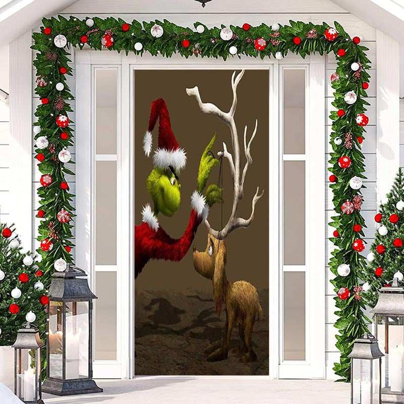 Aperturee - Deep Color Monster Dog Door Cover For Christmas