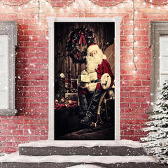 Aperturee - Deep Color Santa Claus Chair Christmas Door Cover