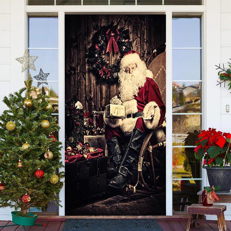 Aperturee - Deep Color Santa Claus Chair Christmas Door Cover