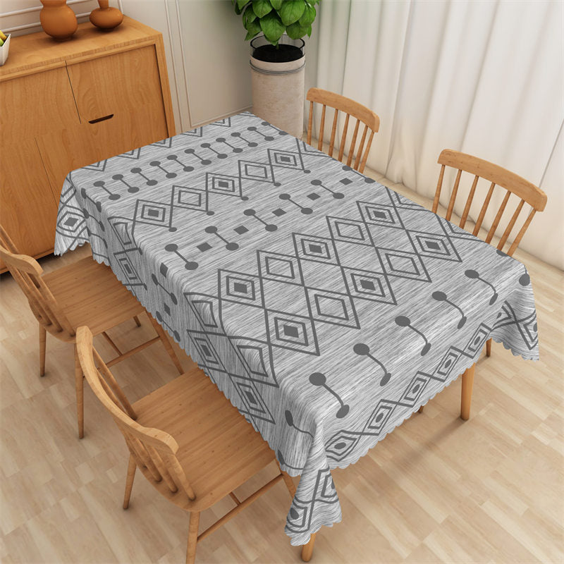 Aperturee - Deep Grey Rhombic Dots Modern Rectangle Tablecloth