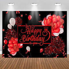 Aperturee - Deep Red Balloons Black Birthday Backdropfor Girl