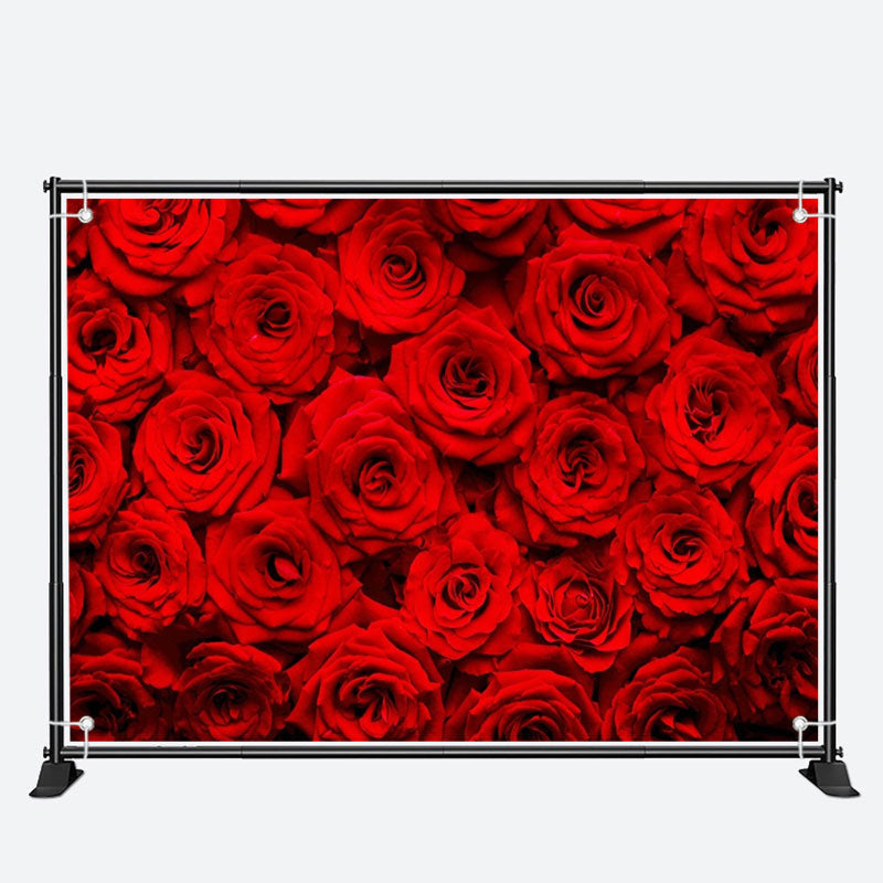 Aperturee - Deep Red Blooming Roses Valentines Day Backdrop