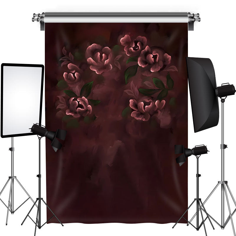 Aperturee - Deep Red Floral Simple Photograph Floral Backdrop