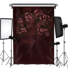 Aperturee - Deep Red Floral Simple Photograph Floral Backdrop