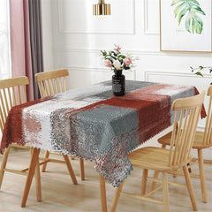 Aperturee - Deep Red Grey Distressed Style Rectangle Tablecloth