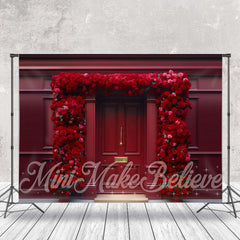 Aperturee - Deep Red Roses Square Door Wall Floral Backdrop