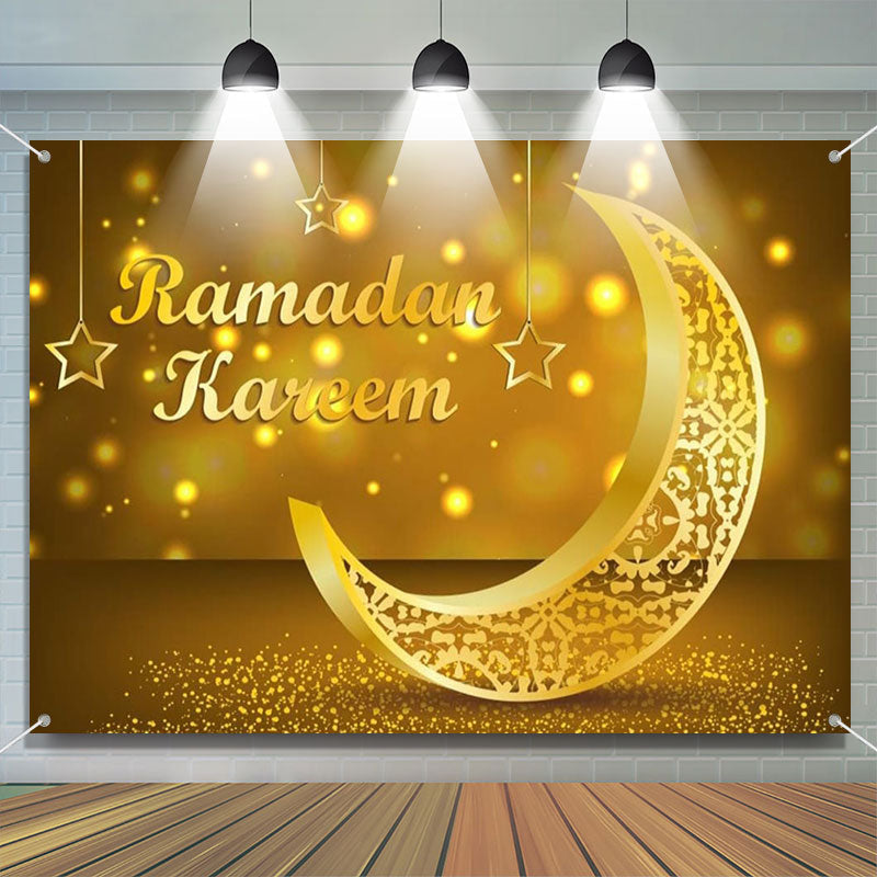 Aperturee - Delicate Gold Hollow Moon Bokeh Ramadan Backdrop