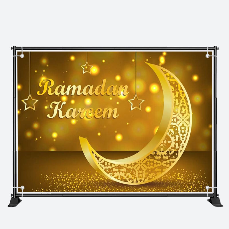 Aperturee - Delicate Gold Hollow Moon Bokeh Ramadan Backdrop