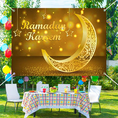 Aperturee - Delicate Gold Hollow Moon Bokeh Ramadan Backdrop