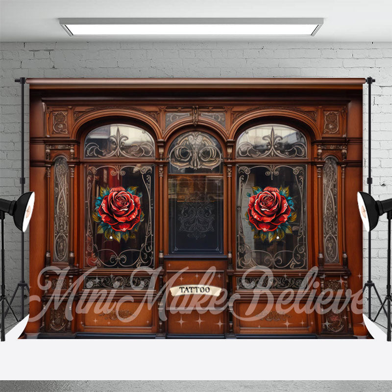 Aperturee - Delicate Wood Tattoo Store Window Photo Backdrop