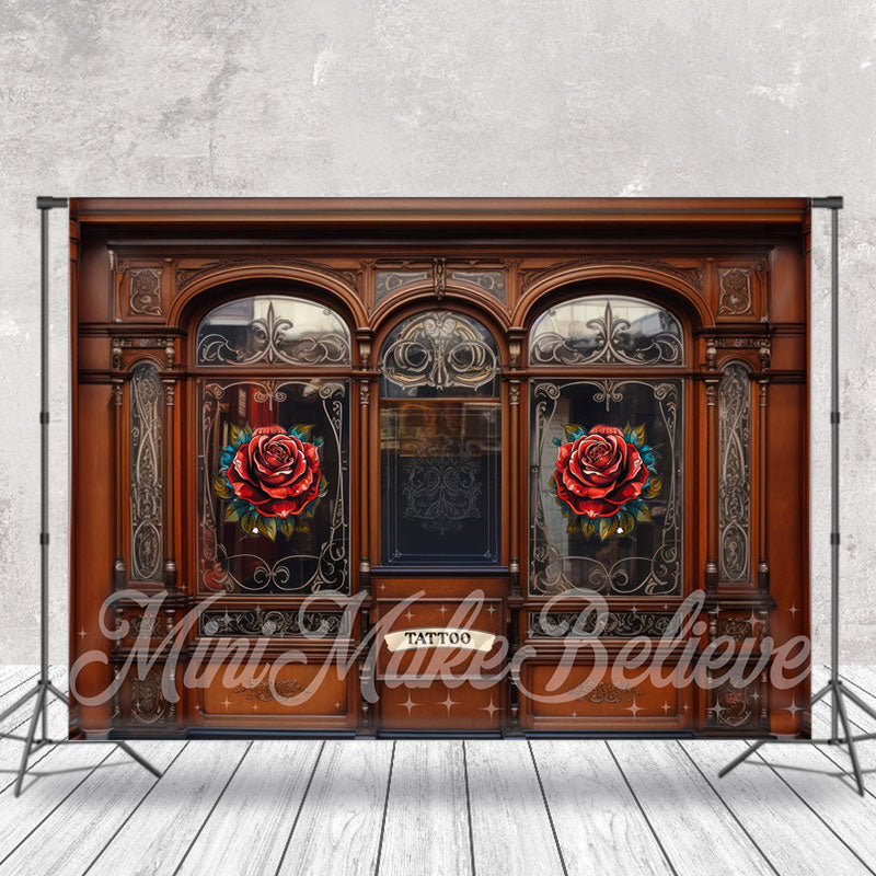 Aperturee - Delicate Wood Tattoo Store Window Photo Backdrop