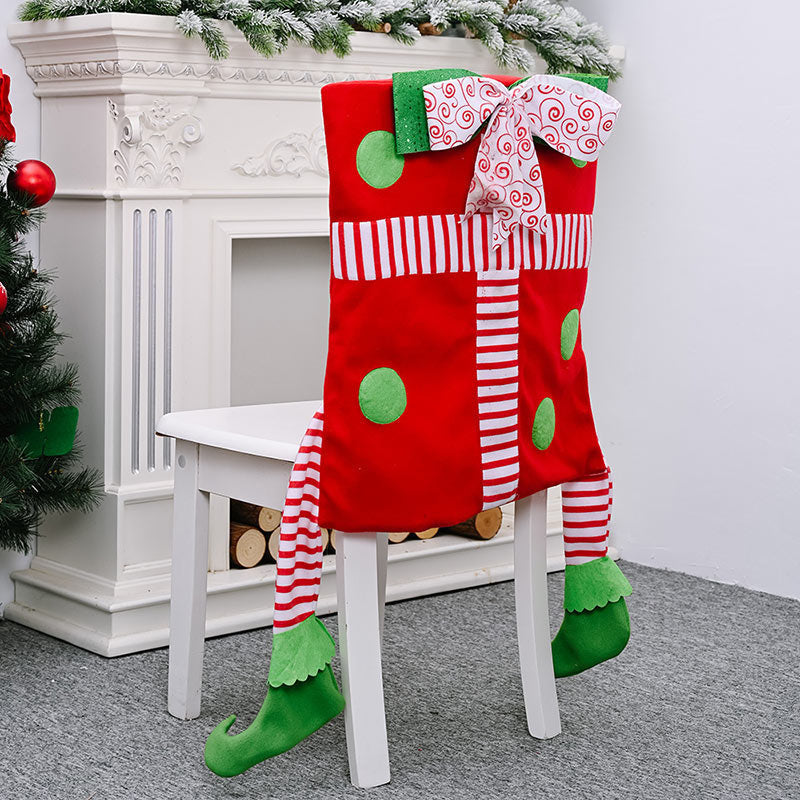 Aperturee - Delightful Red Green Elf Legs Christmas Chair Cover