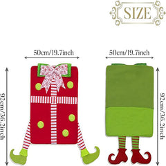 Aperturee - Delightful Red Green Elf Legs Christmas Chair Cover