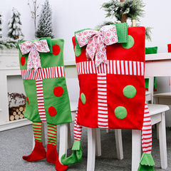 Aperturee - Delightful Red Green Elf Legs Christmas Chair Cover