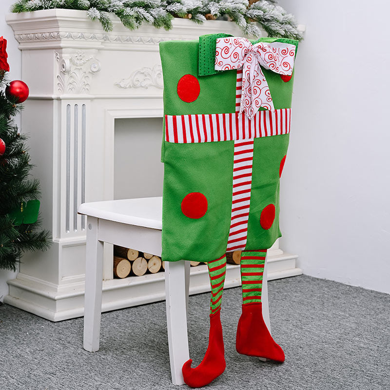 Aperturee - Delightful Red Green Elf Legs Christmas Chair Cover