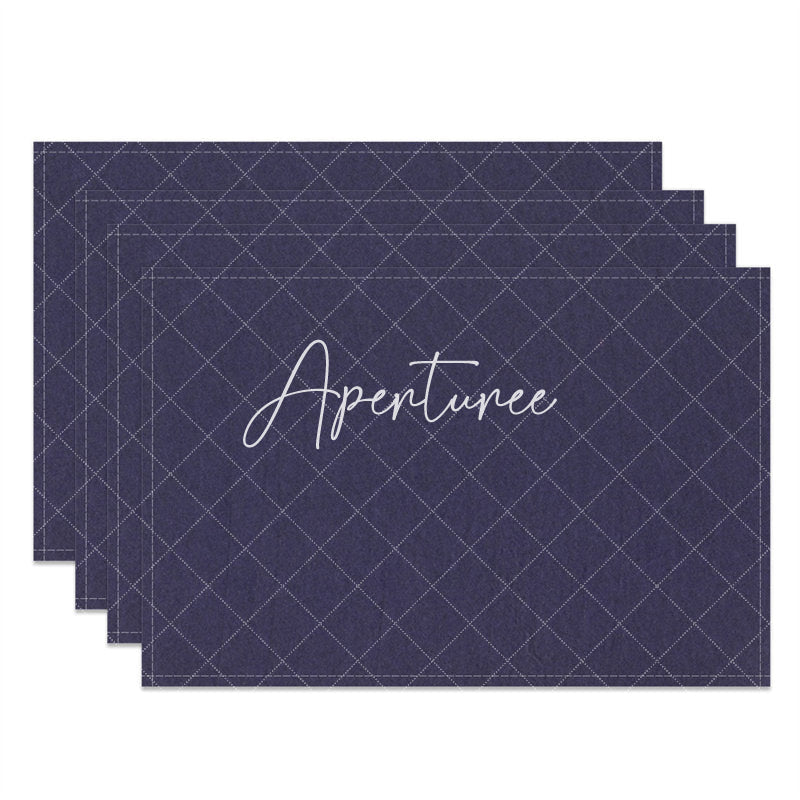 Aperturee - Denim Blue Solid Color Simple Set Of 4 Placemats