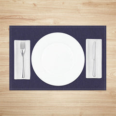 Aperturee - Denim Blue Solid Color Simple Set Of 4 Placemats