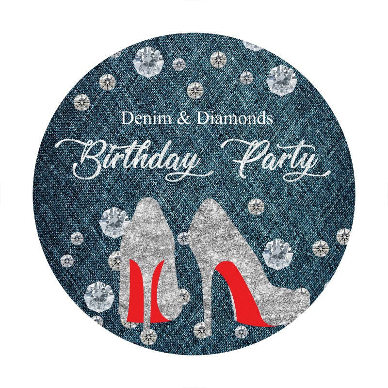 aperturee denim diamond silver high heel round birthday backdrop for women 500