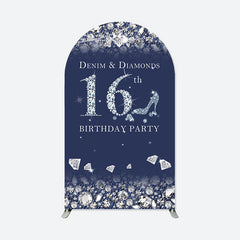 Aperturee - Denim Diamonds 16 Birthday Double Sided Arch Backdrop