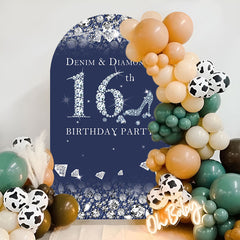 Aperturee - Denim Diamonds 16 Birthday Double Sided Arch Backdrop