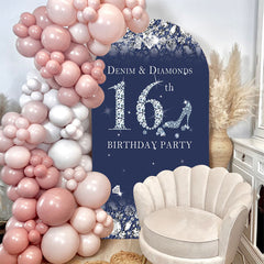 Aperturee - Denim Diamonds 16 Birthday Double Sided Arch Backdrop