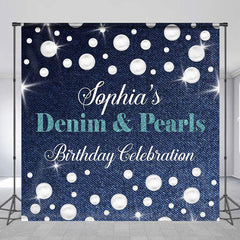 Aperturee - Denim Pearls Custom Birthday Celebration Backdrop