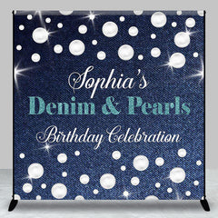 Aperturee - Denim Pearls Custom Birthday Celebration Backdrop