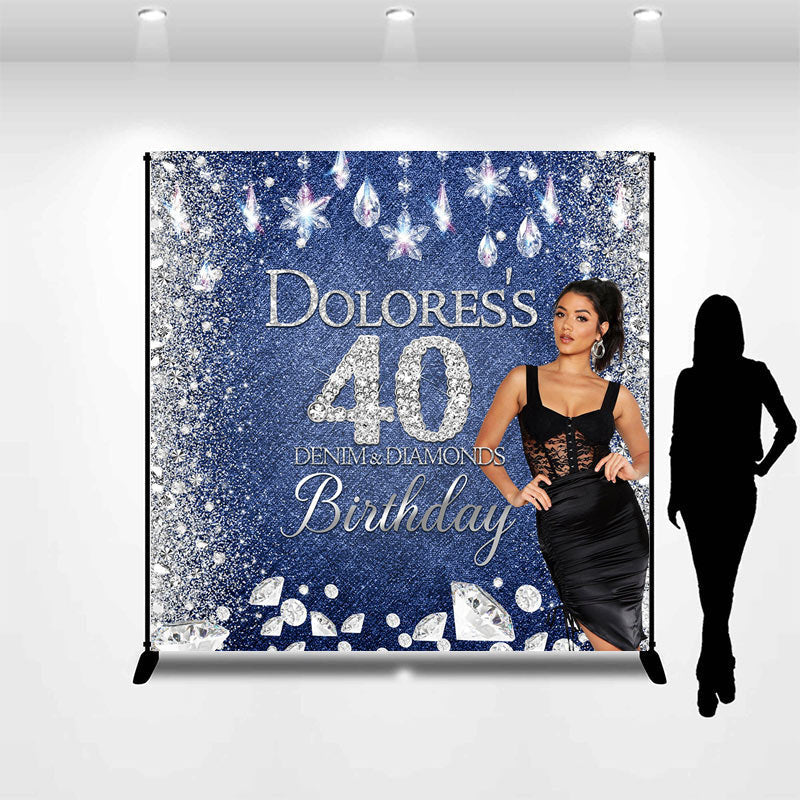 Aperturee - Denim Sparkle Diamonds Custom 40th Birthday Backdrop