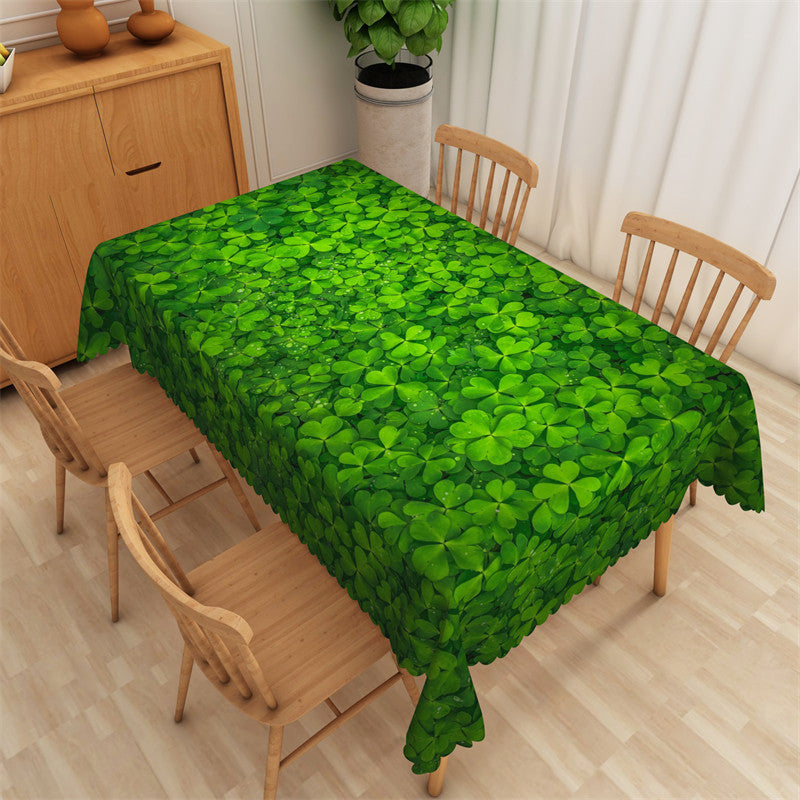 Aperturee - Dense Fresh Green Clover Spring Rectangle Tablecloth