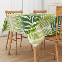 Aperturee - Dense Green Leaf Pattern Spring Rectangle Tablecloth