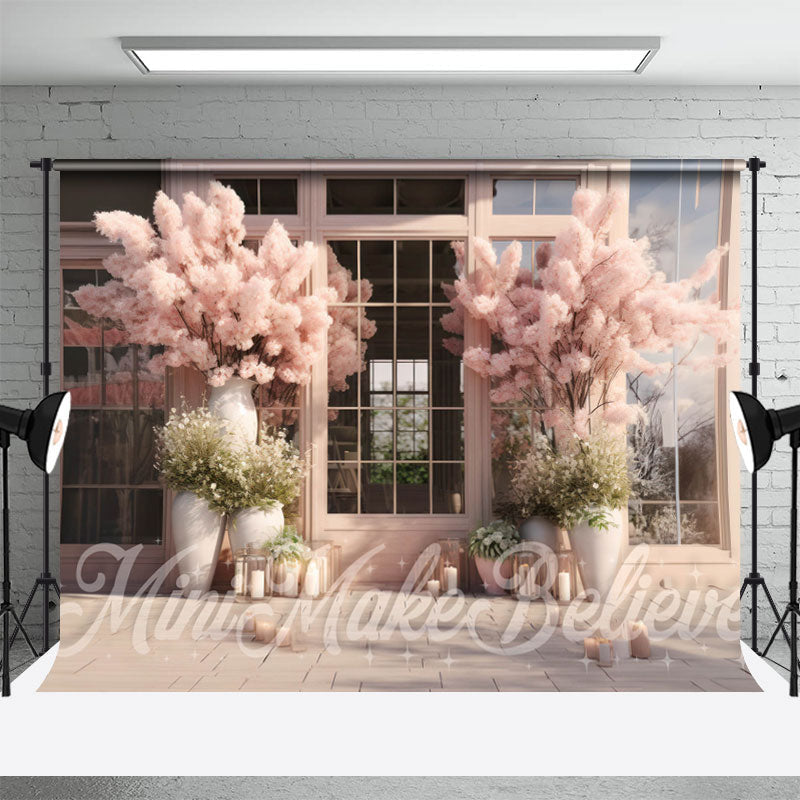 Aperturee - Dense Pink Flower Tree Glass House Spring Backdrop